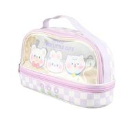 HEEPDD Trousse à Crayons Transparente de Grande capacité, Grand Rangement Imperméable en PVC PU avec Dessin animé Mignon pour étudiants et Essentiels de Maquillage (Lapin Bonjour Violet)