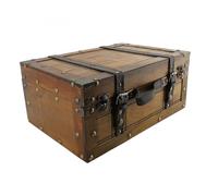 HEEPDD Trunk en Bois Vintage, Boîte de Rangement Décorative Rétro avec Verrouillage pour L'organisation à Domicile, 13.5x9.5x6.02 Pouces Organisateur de Style Valise et Accessoire Photo