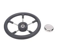 HEEPDD Volant de Bateau en Acier Inoxydable de 13 Pouces, Conception à 5 Rayons avec Poignée en Mousse, Compatible avec un Arbre Conique de 3/4 Pouces pour Yachts et Bateaux de Pêche