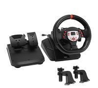 HEEPDD Volant de Jeu, Matériau ABS de Haute Précision, Volant de Course à 180 Degrés pour les Jeux sur PC avec Effet de Vibration et Pédales Réglables, Jouets de Puzzle de Construction