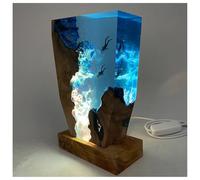 Heerben Lumières De Plongée Océanique À LED avec Support, Lampe De Chevet en Résine Époxy USB, Ornements Artistiques pour Chambre À Coucher De Bureau,6 * 4in