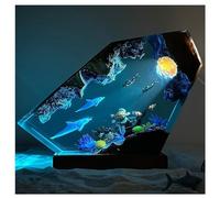 Heerben Veilleuse LED Océan, Résine Recyclée Faite À La Main Océan Dauphin Plongeur Lampe pour Bureau Bureau Salle De Bain Décor,10 * 6in