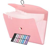 HEETA Trieur à lamelles A4 avec 7 compartiments, classeur A4/classeur à documents/porte-documents, organiseur pour bureau, maison, école, documents (rose)