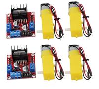 Heevhas 2x L298N Ponte doppio tipo H Modulo di controllo del motore passo-passo + 4 TT kit moteur motoréducteur DC soudé avec un cavalier 2P double arbre DC3-6V rapport 1:48 200 tr/min