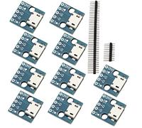Heevhas Lot de 10 adaptateurs micro USB vers DIP Pinboard 5 broches 2,54 mm Pitch 5 V Breakout Module pour bloc d'alimentation USB DIY