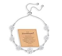 HEEYA Bracelet Femme en Argent 925 Design Fleur de Marguerite Serti de Zirconium, Bracelet Ajustable Cadeau d'Amitié pour Filles
