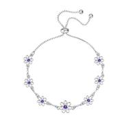 HEEYA Bracelet Femme en Argent 925 Design Fleur de Marguerite Serti de Zirconium, Bracelet Ajustable Cadeau d'Amitié pour Filles
