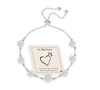 HEEYA Bracelet Femme en Argent 925 Design Fleur de Marguerite Serti de Zirconium, Bracelet Ajustable Cadeau d'Amitié pour Filles