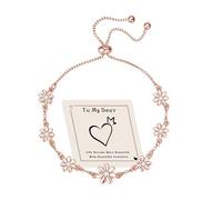 HEEYA Bracelet Femme en Argent 925 Design Fleur de Marguerite Serti de Zirconium, Bracelet Ajustable Cadeau d'Amitié pour Filles