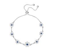 HEEYA Bracelet Femme en Argent 925 Design Fleur de Marguerite Serti de Zirconium, Bracelet Ajustable Cadeau d'Amitié pour Filles