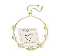 HEEYA Bracelet Femme en Argent 925 Design Fleur de Marguerite Serti de Zirconium, Bracelet Ajustable Cadeau d'Amitié pour Filles