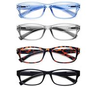 HEEYYOK Un Paquet de 4 Lunettes de Lecture pour Homme et Femme Lunettes Loupe Leger Durable Branches a Ressort Confortable De Couleurs melangees