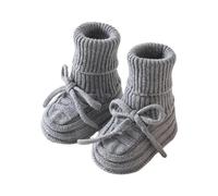 HEEZOU 1. Chaussettes thermiques pour bébé en mélange de polyester doux avec semelles antidérapantes pour jeux en intérieur et planchers en bois dur, gris, Taille unique