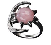 HEEZOU Bague en cristal naturel avec étoile et lune réglable pour femme, bijou tendance, cadeau fait à la main, pierres précieuses naturelles, taille unique, Comme décrit, Comme décrit.
