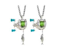 HEEZOU Collier de moulinet de pêche, poignée rotative, pendentif moulinet tourbillonnant, breloque sac à dos, porte-clés pour pêcheurs, taille unique, Métal, Comme décrit.