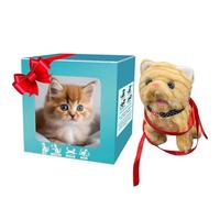 HEEZOU Jouet en peluche en forme de chat robotique avec réponse automatique qui aboie la queue et remue, animal de compagnie pour tout-petits (jaune)