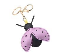 HEEZOU Porte-clés en forme de coccinelle en similicuir avec clip décoratif pour clés, cadeaux, accessoires mignons, violet, taille unique