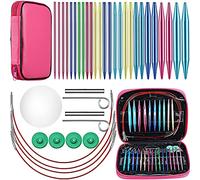 Hefddehy Lot de 26 aiguilles à tricoter circulaires interchangeables en aluminium - 13 tailles pour tricot