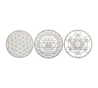 Hefddehy Lot de 3 stickers muraux en bois avec géométrie sacrée