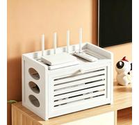HEFJIAYCIQ Armoire Dissimulatrice pour Routeur WiFi avec Système De Rangement des Câbles, sans Obstruction du Signal Boîtes De Rangement, pour Modem, Décodeur Et Accessoires,White 2,40.5x20x28cm