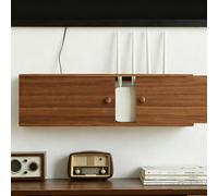 HEFJIAYCIQ Boîte De Rangement en Bois pour Routeur avec Système De Gestion des Câbles, Cache pour Multiprise, Modem Et Câbles, Étagère De Rangement pour La Maison Ou Le Bureau,Marron,48x10x18cm