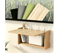 HEFJIAYCIQ Boîtier De Rangement en Bois pour Routeur Et Décodeur, Meuble Mural De Rangement pour Modem Wi-FI, Cache-Câbles pour Câbles TV, Hub USB Et Multiprise,Natural 1,15.7x4.5x9.1in
