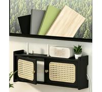 HEFJIAYCIQ Boîtier De Rangement en Bois pour Routeur Et Décodeur, Meuble Mural De Rangement pour Modem Wi-FI, Cache-Câbles pour Câbles TV, Hub USB Et Multiprise,Black 2,23.6x4.5x9.1in