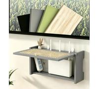 HEFJIAYCIQ Boîtier De Rangement en Bois pour Routeur Et Décodeur, Meuble Mural De Rangement pour Modem Wi-FI, Cache-Câbles pour Câbles TV, Hub USB Et Multiprise,Gray 1,15.7x4.5x9.1in