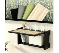 HEFJIAYCIQ Boîtier De Rangement en Bois pour Routeur Et Décodeur, Meuble Mural De Rangement pour Modem Wi-FI, Cache-Câbles pour Câbles TV, Hub USB Et Multiprise,Black 1,15.7x4.5x9.1in