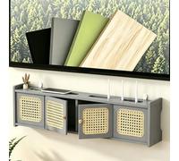 HEFJIAYCIQ Boîtier De Rangement en Bois pour Routeur Et Décodeur, Meuble Mural De Rangement pour Modem Wi-FI, Cache-Câbles pour Câbles TV, Hub USB Et Multiprise,Gray 3,35.1x4.5x9.1in