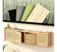 HEFJIAYCIQ Boîtier De Rangement en Bois pour Routeur Et Décodeur, Meuble Mural De Rangement pour Modem Wi-FI, Cache-Câbles pour Câbles TV, Hub USB Et Multiprise,Natural 3,35.1x4.5x9.1in