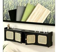 HEFJIAYCIQ Boîtier De Rangement en Bois pour Routeur Et Décodeur, Meuble Mural De Rangement pour Modem Wi-FI, Cache-Câbles pour Câbles TV, Hub USB Et Multiprise,Black 3,35.1x4.5x9.1in