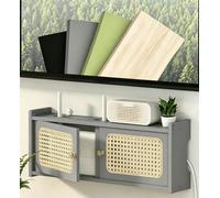 HEFJIAYCIQ Boîtier De Rangement en Bois pour Routeur Et Décodeur, Meuble Mural De Rangement pour Modem Wi-FI, Cache-Câbles pour Câbles TV, Hub USB Et Multiprise,Gray 2,23.6x4.5x9.1in