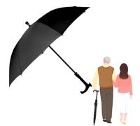 HEFJIAYCIQ Canne-Parapluie, Canne De Marche Portable Antidérapante Parapluie, Coupe-Vent Multifonctionnel pour La Randonnée Nocturne sous La Pluie,Noir,85cm/33inch