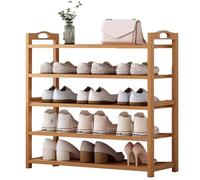 HEFJIAYCIQ Étagère À Chaussures en Bambou, Étagère De Rangement Indépendante À 3 Niveaux/4 Niveaux/5 Niveaux/6 Niveaux, pour Entrée, Couloir, Salle De Bain, Salon,5 Tier Natural,100x23x87cm