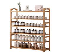 HEFJIAYCIQ Étagère À Chaussures en Bambou, Étagère De Rangement Indépendante À 3 Niveaux/4 Niveaux/5 Niveaux/6 Niveaux, pour Entrée, Couloir, Salle De Bain, Salon,6 Tier Natural,90x23x106cm
