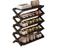 HEFJIAYCIQ Étagère à Chaussures en Bambou, étagère de Rangement Pliable Portable pour entrée, étagère autoportante Peu encombrante pour Placard,5 Tiers Black,70x25x78cm
