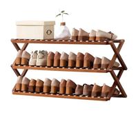 HEFJIAYCIQ Étagère à Chaussures en Bambou, étagère de Rangement Pliable Portable pour entrée, étagère autoportante Peu encombrante pour Placard,3 Tiers Brown,50x25x39cm