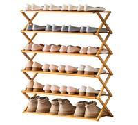 HEFJIAYCIQ Étagère à Chaussures en Bambou, étagère de Rangement Pliable Portable pour entrée, étagère autoportante Peu encombrante pour Placard,6 Tiers Natural,50x25x100cm