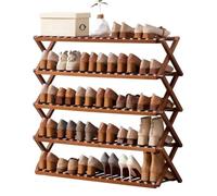 HEFJIAYCIQ Étagère à Chaussures en Bambou, étagère de Rangement Pliable Portable pour entrée, étagère autoportante Peu encombrante pour Placard,5 Tiers Brown,100x25x78cm