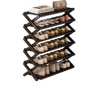 HEFJIAYCIQ Étagère à Chaussures en Bambou, étagère de Rangement Pliable Portable pour entrée, étagère autoportante Peu encombrante pour Placard,6 Tiers Black,100x25x100cm