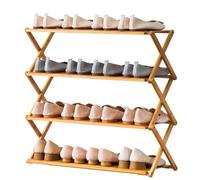 HEFJIAYCIQ Étagère à Chaussures en Bambou, étagère de Rangement Pliable Portable pour entrée, étagère autoportante Peu encombrante pour Placard,4 Tiers Natural,100x25x57cm