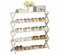 HEFJIAYCIQ Étagère À Chaussures Pliable en Bambou, Étagère À Chaussures Verticale Portable À 3/4/5/6 Niveaux, Étagère Organisatrice pour Entrée, Placard, Chambre, Couloir,5 Tiers White,50x25x89cm
