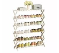 HEFJIAYCIQ Étagère À Chaussures Pliable en Bambou, Étagère À Chaussures Verticale Portable À 3/4/5/6 Niveaux, Étagère Organisatrice pour Entrée, Placard, Chambre, Couloir,6 Tiers White,50x25x110cm