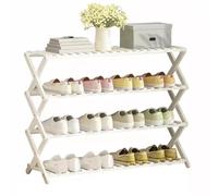 HEFJIAYCIQ Étagère À Chaussures Pliable en Bambou, Étagère À Chaussures Verticale Portable À 3/4/5/6 Niveaux, Étagère Organisatrice pour Entrée, Placard, Chambre, Couloir,4 Tiers White,50x25x68cm