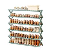 HEFJIAYCIQ Étagère À Chaussures Pliable en Bambou, Étagère À Chaussures Verticale Portable À 3/4/5/6 Niveaux, Étagère Organisatrice pour Entrée, Placard, Chambre, Couloir,6 Tiers Green,70x25x110cm