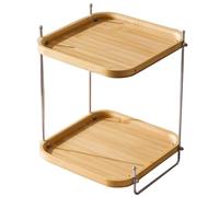 HEFJIAYCIQ Étagère À Épices De Cuisine Étagère sur Pied, Étagère De Rangement d'angle À 2 Niveaux avec Structure Métallique, Plateau Cosmétique pour Comptoir De Salle De Bain,Argent,31x31x39cm