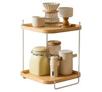 HEFJIAYCIQ Étagère À Épices De Cuisine Étagère sur Pied, Étagère De Rangement d'angle À 2 Niveaux avec Structure Métallique, Plateau Cosmétique pour Comptoir De Salle De Bain,Blanc,31x31x39cm