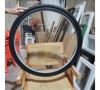 HEFJIAYCIQ Fenêtre Pivotante Avec Poignée Métallique, Ventilation Pour Grenier, Cuisine, Garage En Remplacement, Cadre En Alliage D'aluminium Fenêtre Ronde À Rotation À 360,Black 3,50cm/19.6in