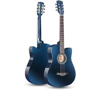 HEFJIAYCIQ Guitare Acoustique Pour Débutants 41 Pouces, 6 Cordes Médiators Guitare De Voyage Portable, Avec Housse, Cordes, Sangle, Diapason Et Médiator,Bleu,41in